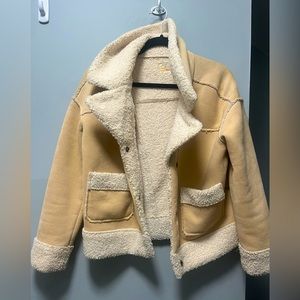 Beige Suede Sherpa Marine Layer Jacket